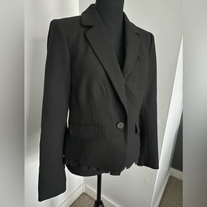 Loft Black Scuba Blazer w Ruffle Hem, size 6